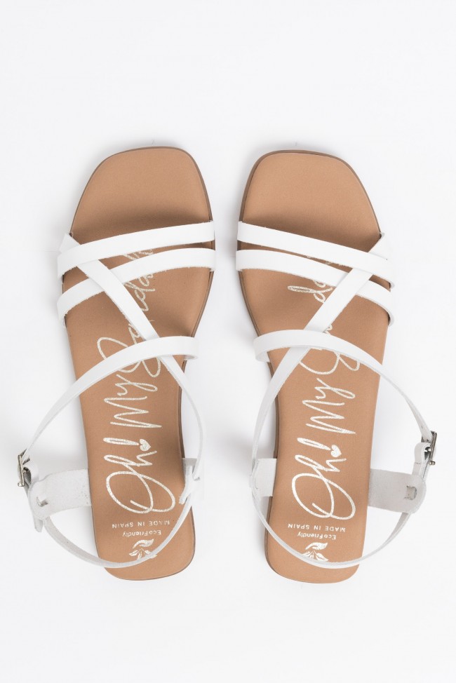 Sandalias piel blancas mujer hot sale